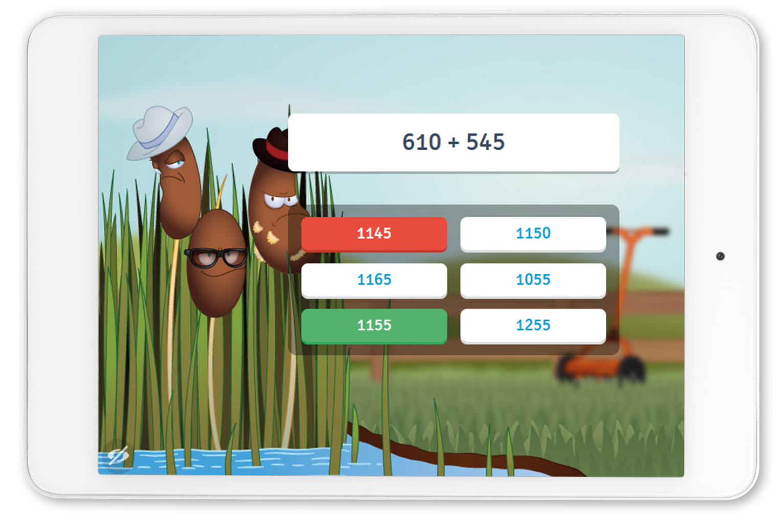Abbildung 3: Nutzeroberfläche des Lernprogramms Prowise Learn©. Nach jeder Aufgabe erhalten die Lernenden ein Feedback, wobei Falschantworten direkt korrigiert werden. Durch die angestrebte Lösungswahrscheinlichkeit von 75% sollten die Lernenden durchschnittlich aber mehr positives als korrigierendes Feedback erhalten. 